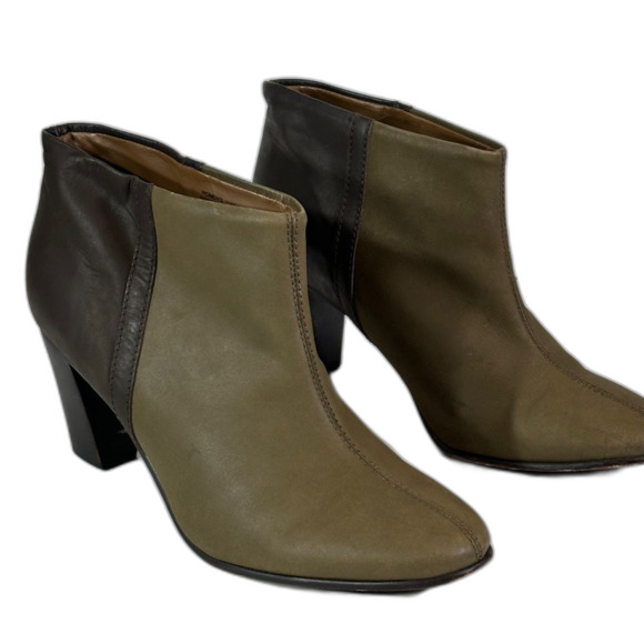 LL Bean Signature Two Tone Brown Leather Ankle Boots Womens Size 11 - Picture 1 of 8